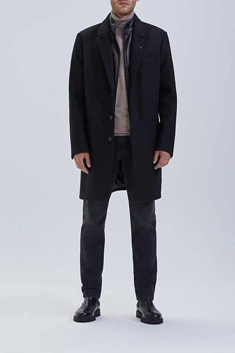 BLACK COAT WITH LEATHER FACING BLACK 2