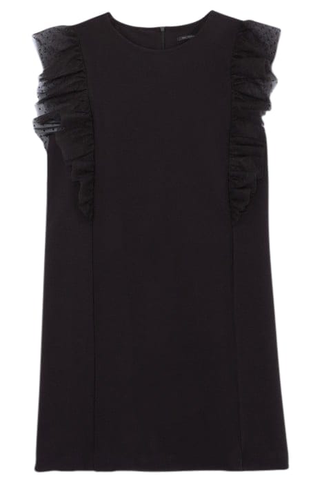 BLACK DOTTED SWISS RUFFLED DRESS BLACK 2