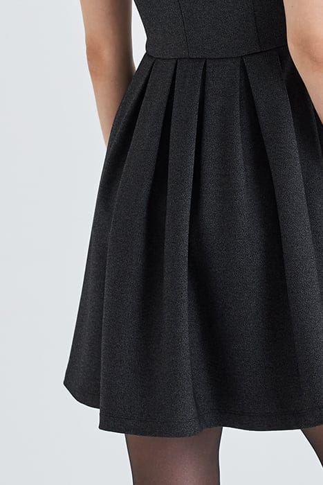 BLACK SHINY KNIT SKATER DRESS BLACK 5