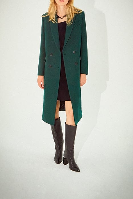 FIR GREEN LONG COAT WITH SKULL PIN BADGE TREE 5
