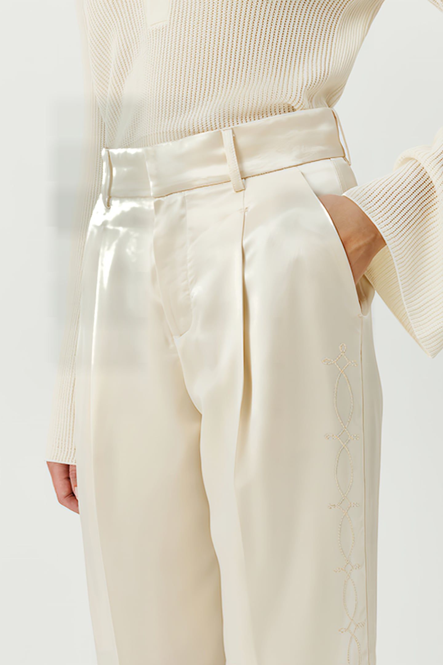 ULA EMBROIDED PANTS OFF WHITE 8