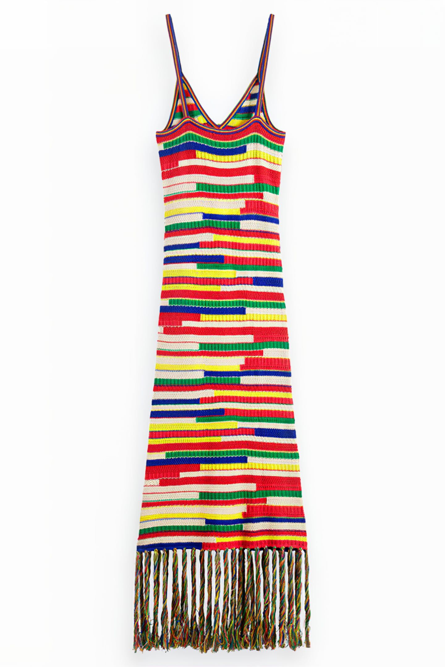 MULTICOLOURED INTARSIA KNITTED DRESS MULTI STRIPE 4
