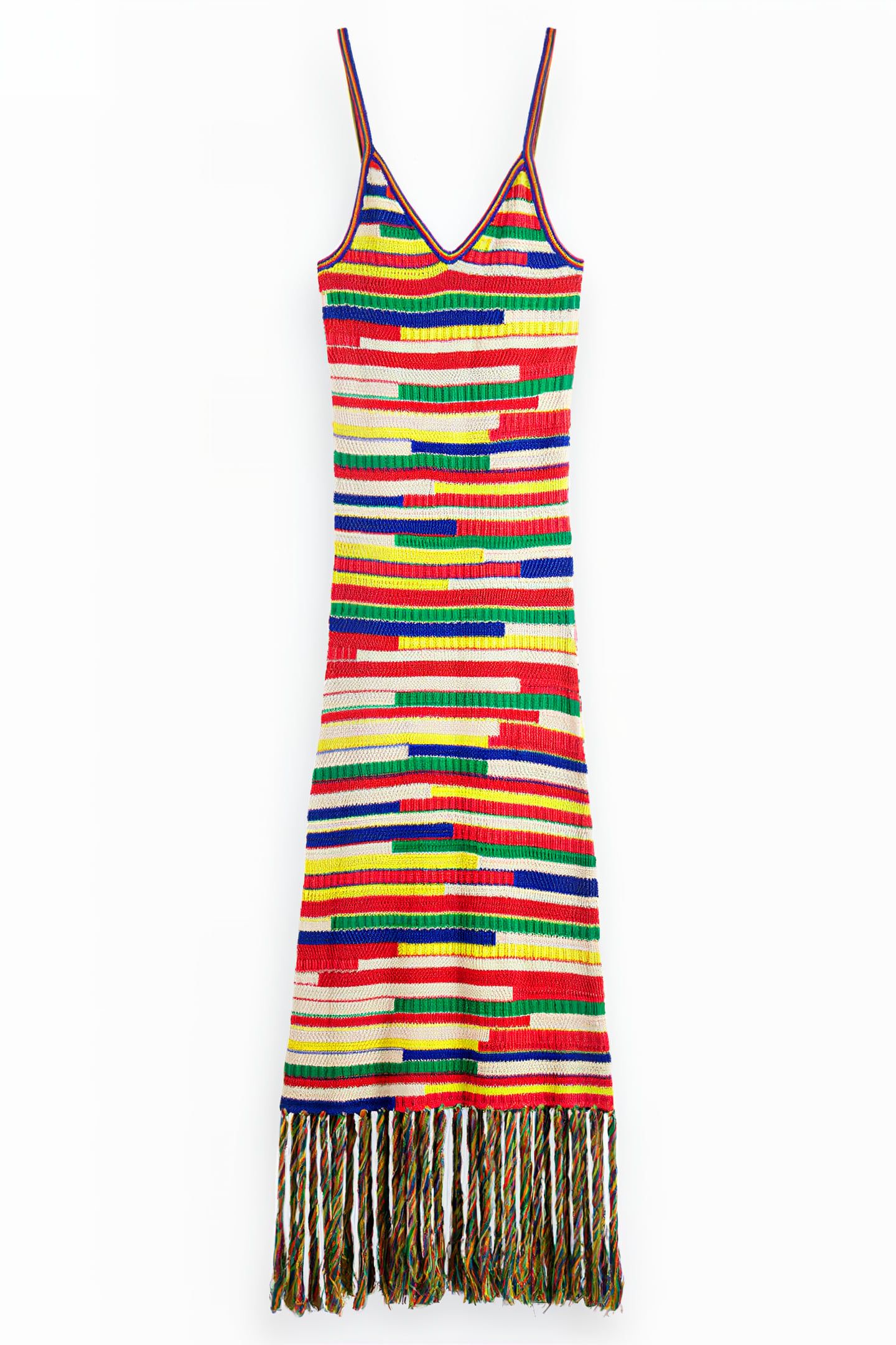 MULTICOLOURED INTARSIA KNITTED DRESS MULTI STRIPE 3