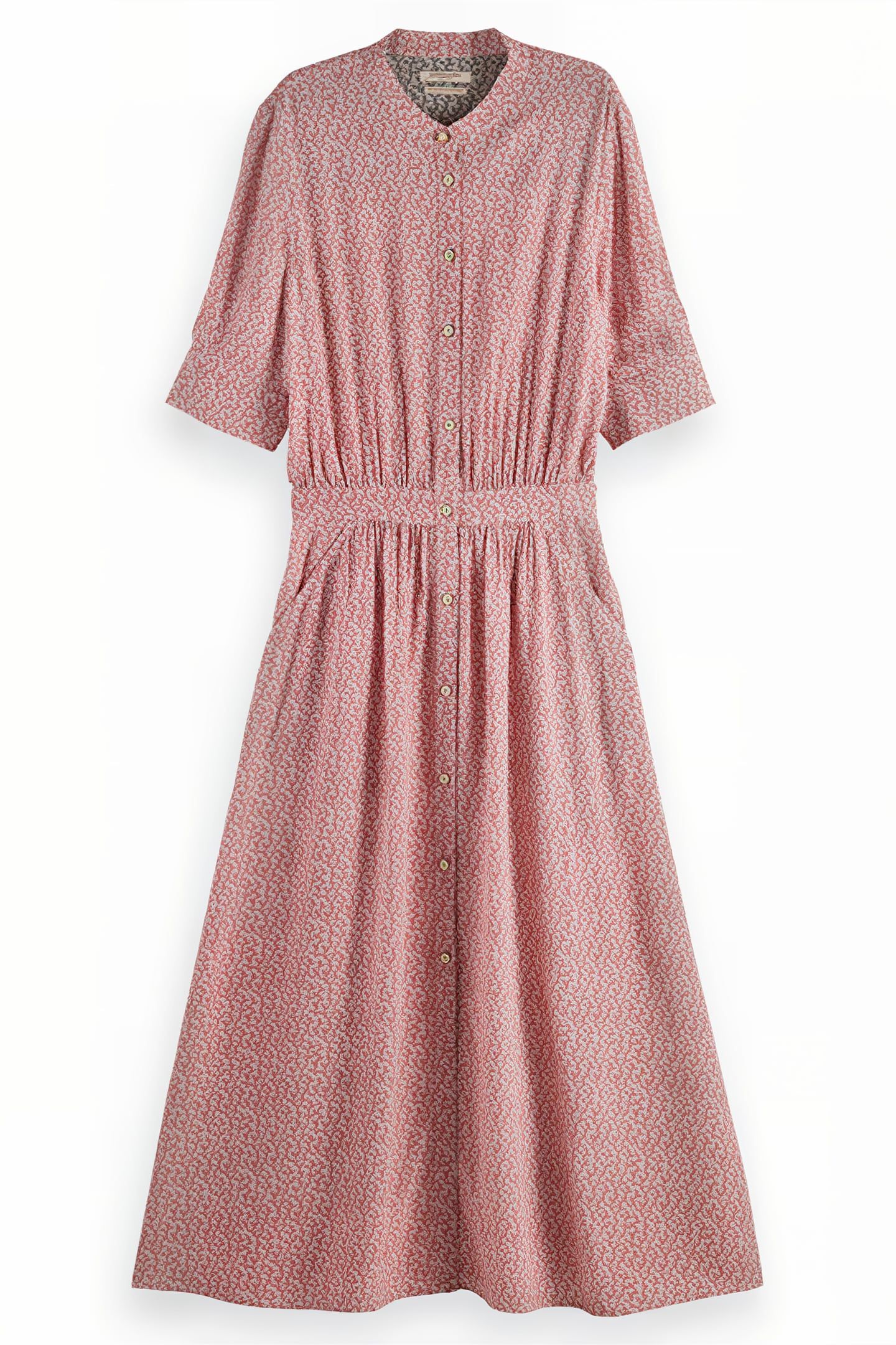 MIDI DRESS WITH BUTTON CLOSURE CORAL 1