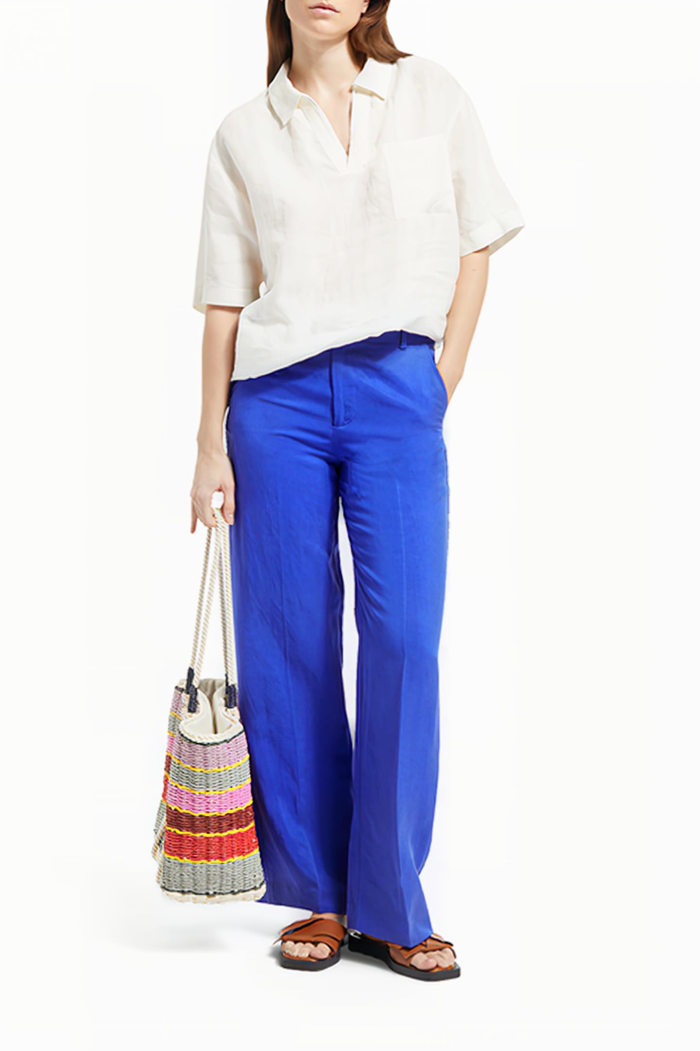 EDIE - HIGH RISE WIDE LEG TROUSERS ELECTRIC BLUE 3