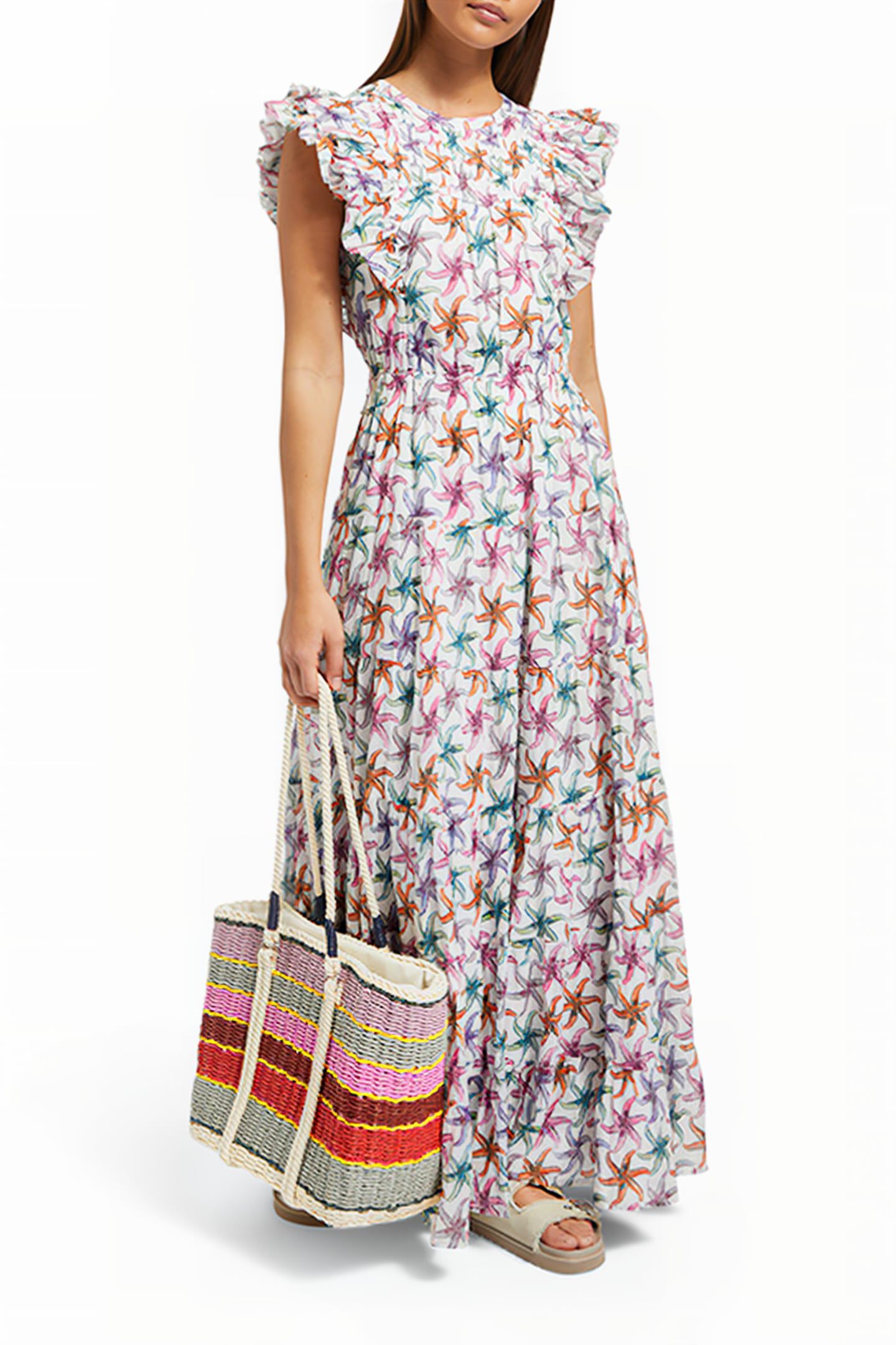 PRINTED MAXI COTTON VOILE DRESS STARFISH 3