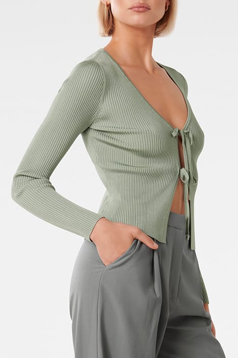 CASSIE TIE FRONT KNIT CARDIGAN SAGE GREEN 5