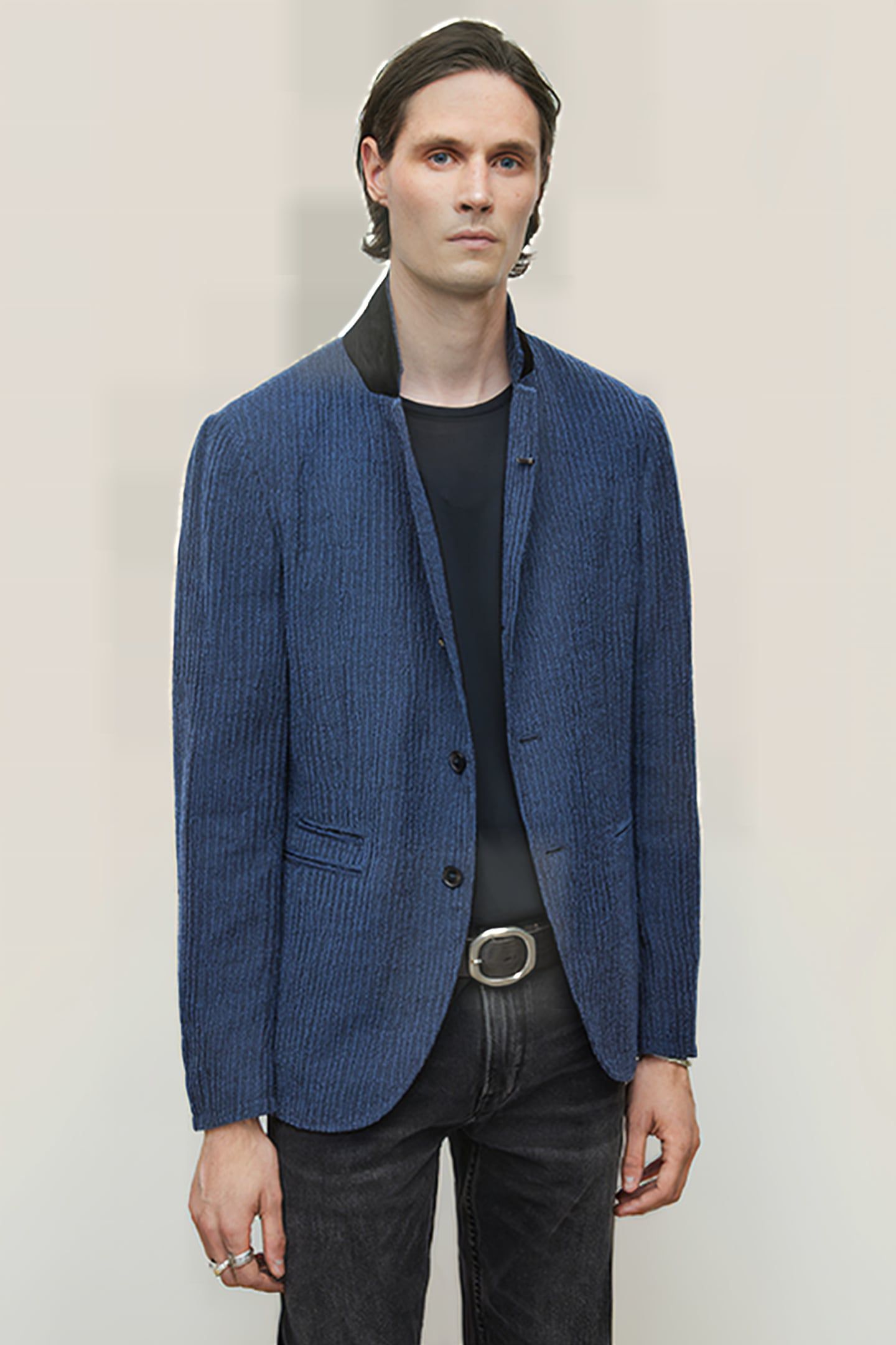 SLIM FIT NOTCH LAPEL JACKET W/ HOOK AND CADET BLUE 1