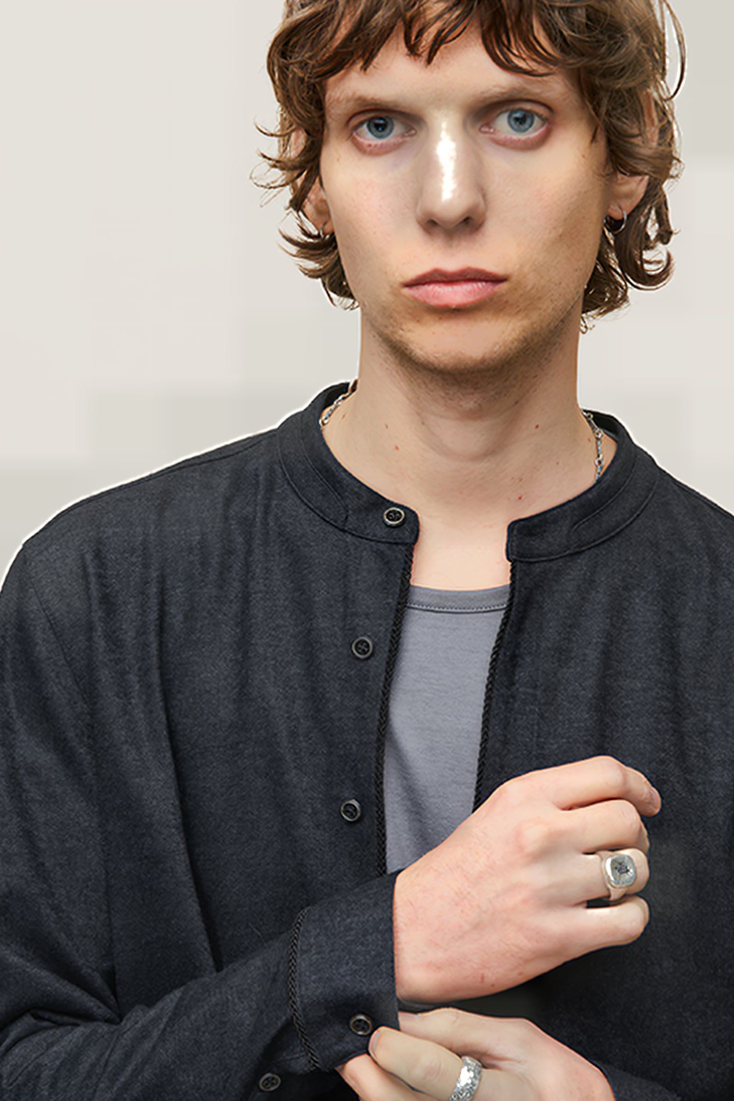 FULTON REGULAR FIT LS BAND SHIRT IN MELA MIDNIGHT 2