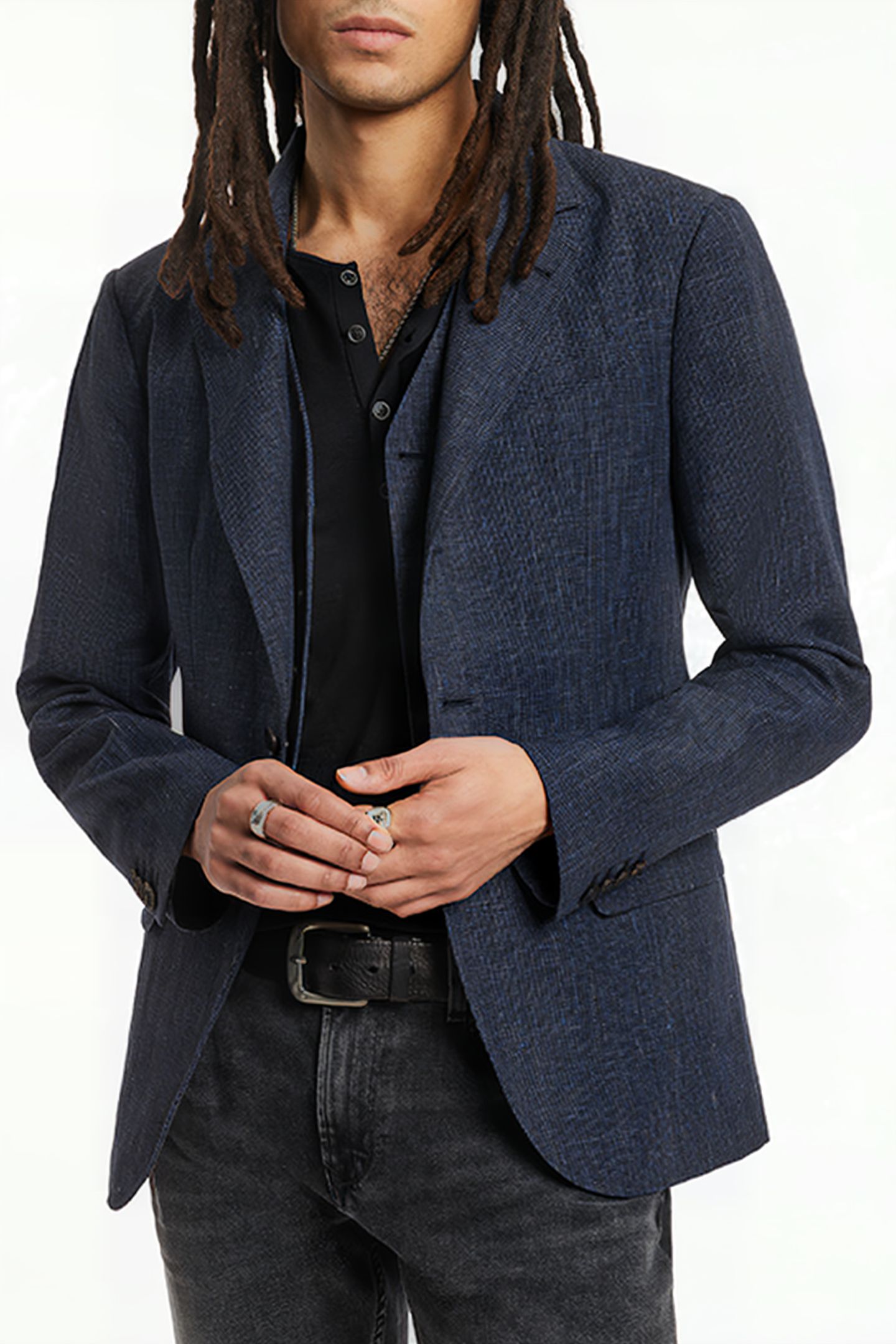 SLIM FIT NOTCH LAPEL JACKET WITH FLAP PO INK BLUE 1