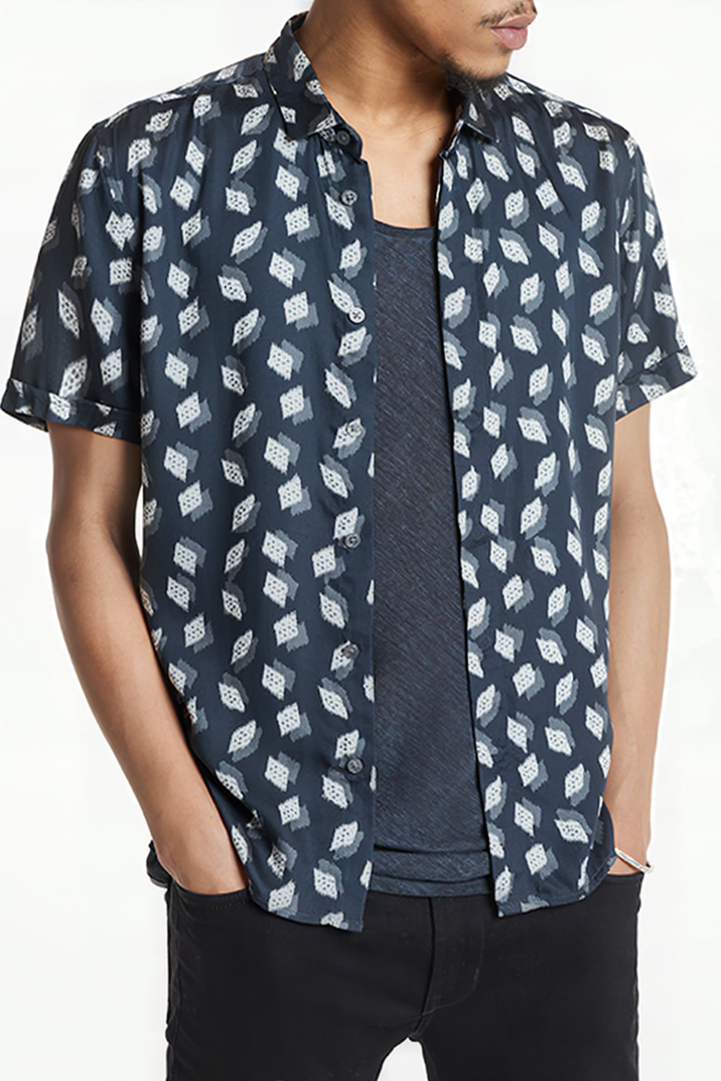 LOREN SLIM FIT SS SPORT SHIRT CONCEALED BLACK 1