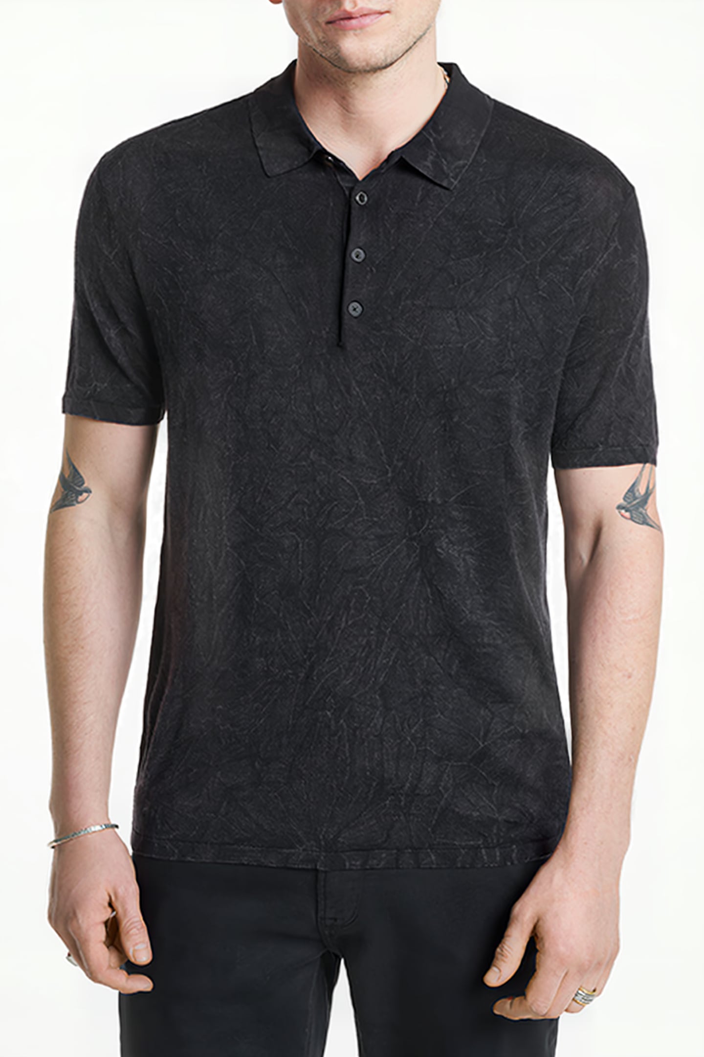CHATHAM REGULAR FIT SS P OLO WITHPIGMENT BLACK 1