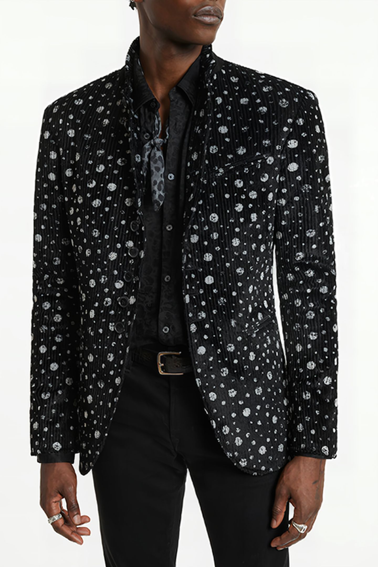 SLIM FIT CONVERTIBLE PEAK LAPEL BUTTON F BLACK 1