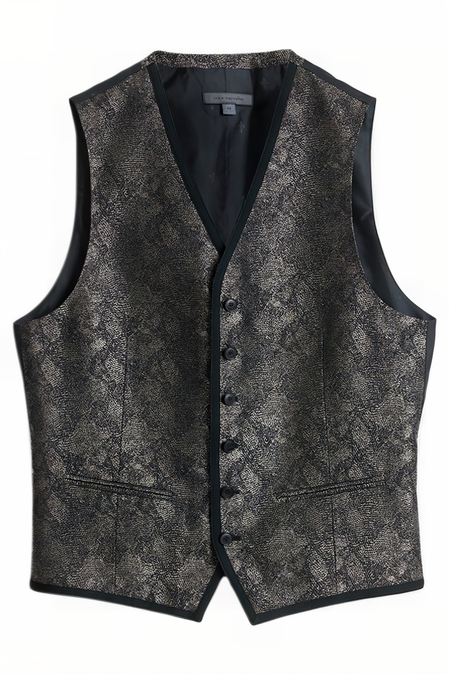 BUTTON FRONT CLOSURE VEST WITH SATIN TAP ALMOND 2