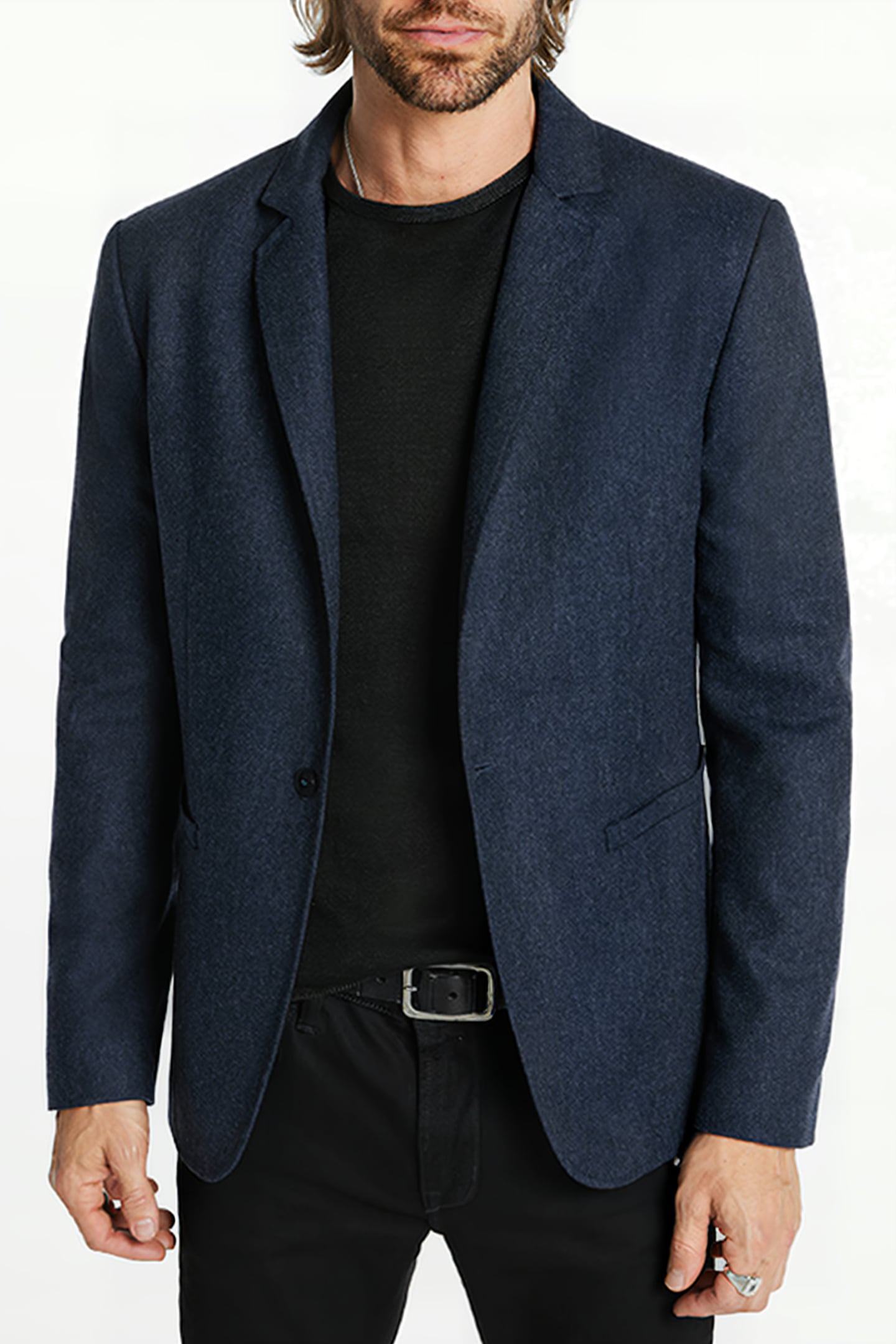 WILLET - ONE BUTTON SKINNY NOTCH LAPEL S NAVY 1