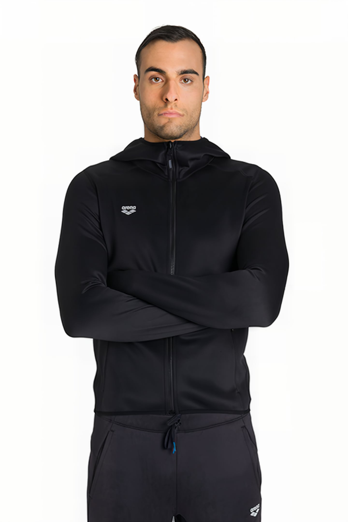 M HOODED SPACER REVERSIBLE F/Z JACKET BLACK-IRIDESCENT STRIP 1