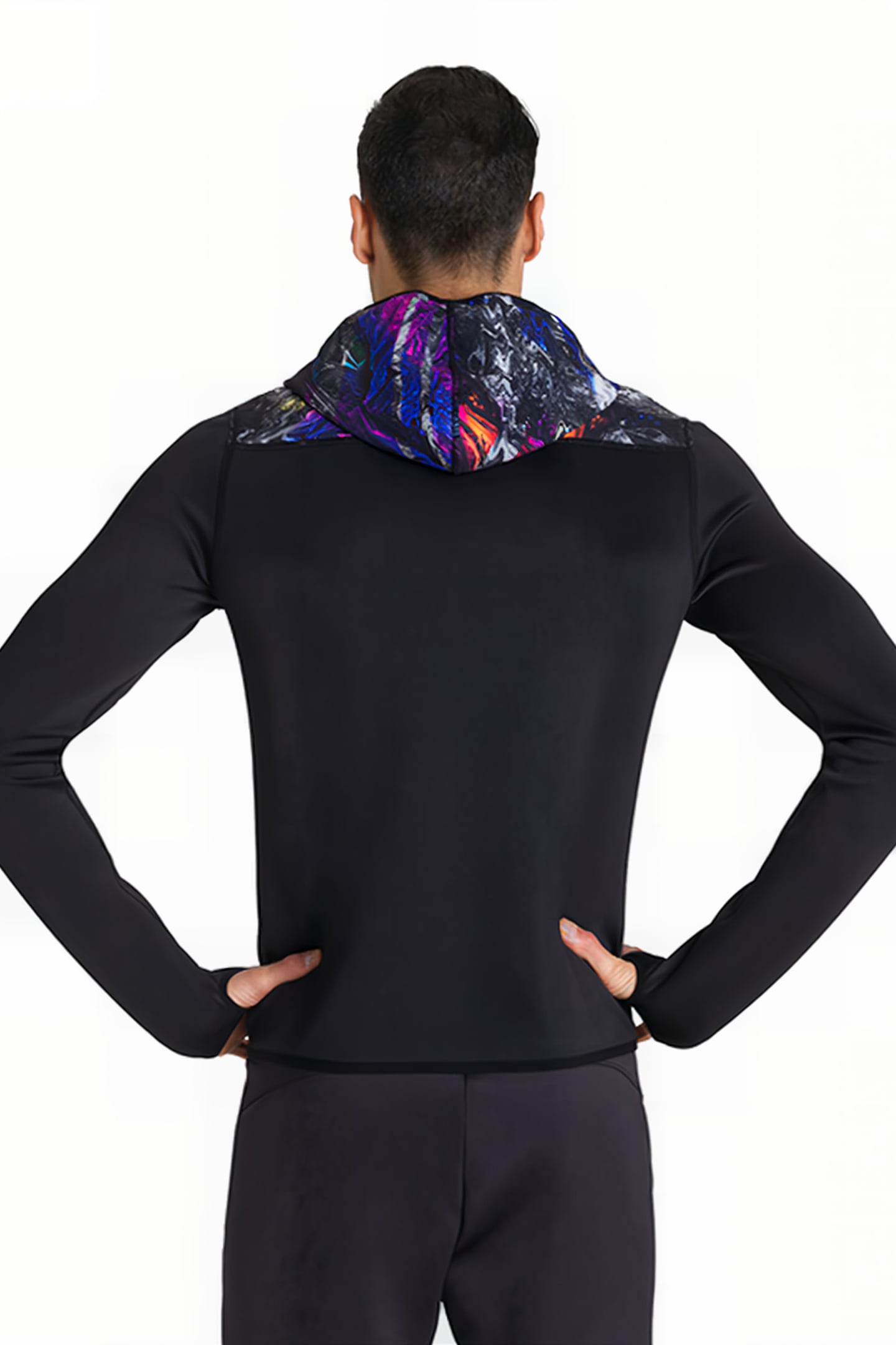 M HOODED SPACER REVERSIBLE F/Z JACKET BLACK-IRIDESCENT STRIP 7