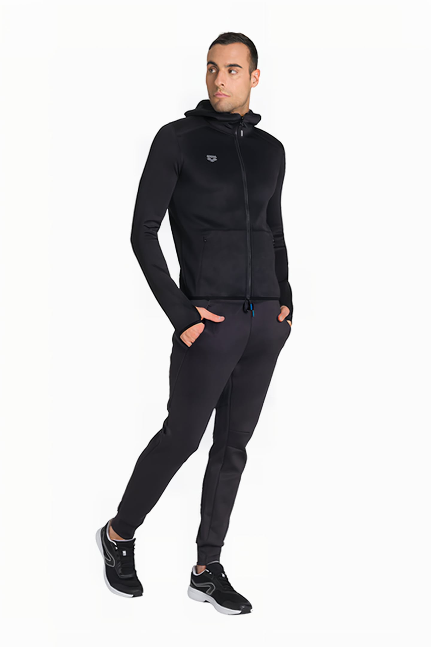 M HOODED SPACER REVERSIBLE F/Z JACKET BLACK-IRIDESCENT STRIP 3