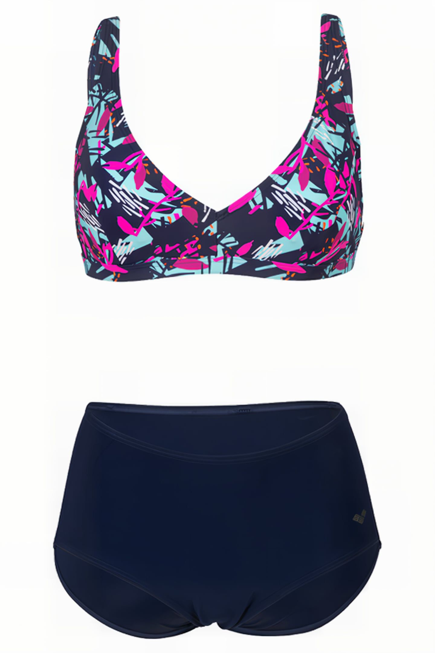 WOMEN'S BODYLIFT SWIMSUIT FRANCY TWO PI NAVY-FREAK ROSE MULT 4
