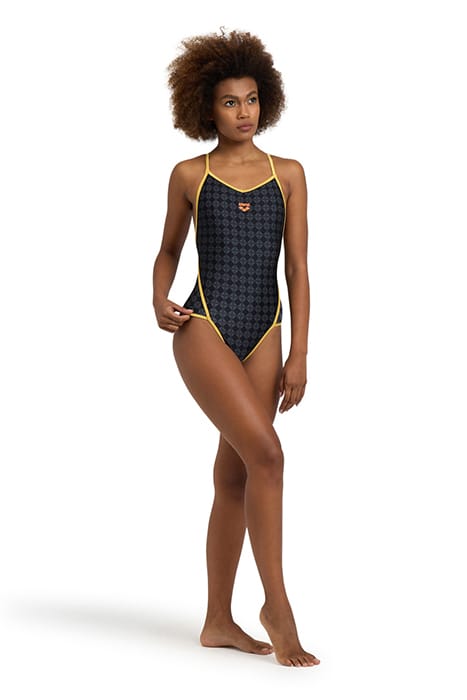 WOMEN'S ARENA 50TH SWIMSUIT DIAMOND BACK BLACK MULTI-GOLD 3