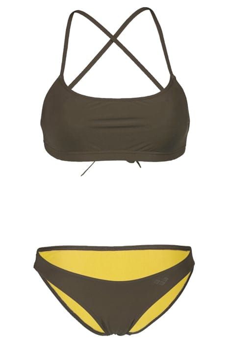 WOMEN'S ARENA SOLID BIKINI BANDEAU TIE B DARK OLIVE 4