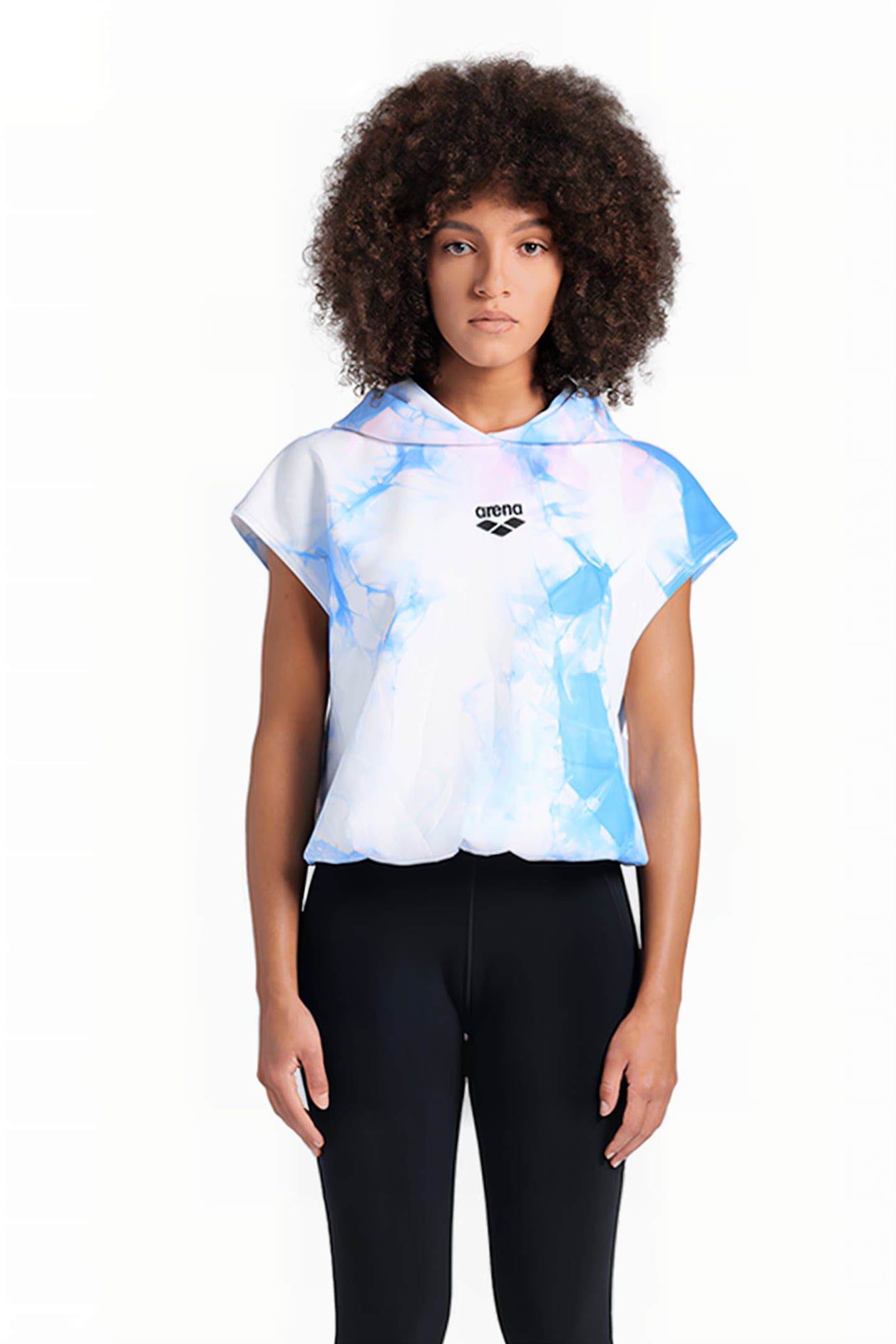 WOMEN'S HOODED SLEEVELESS SWEAT MPH CYAN MULTI TIE&DYE 1