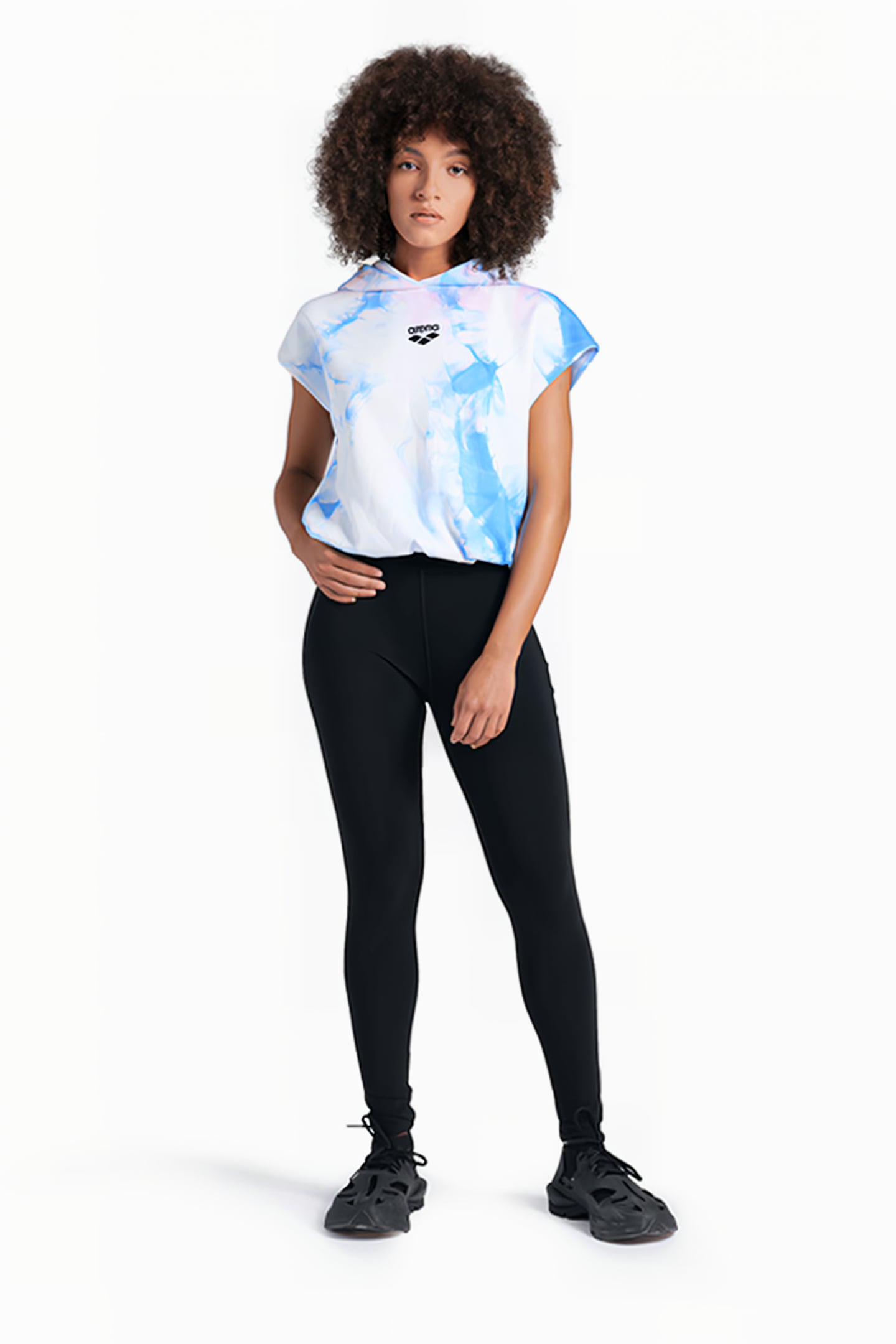 WOMEN'S HOODED SLEEVELESS SWEAT MPH CYAN MULTI TIE&DYE 3