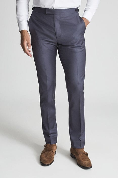 HIKED WOOL SUIT PANTS — BLUE 1