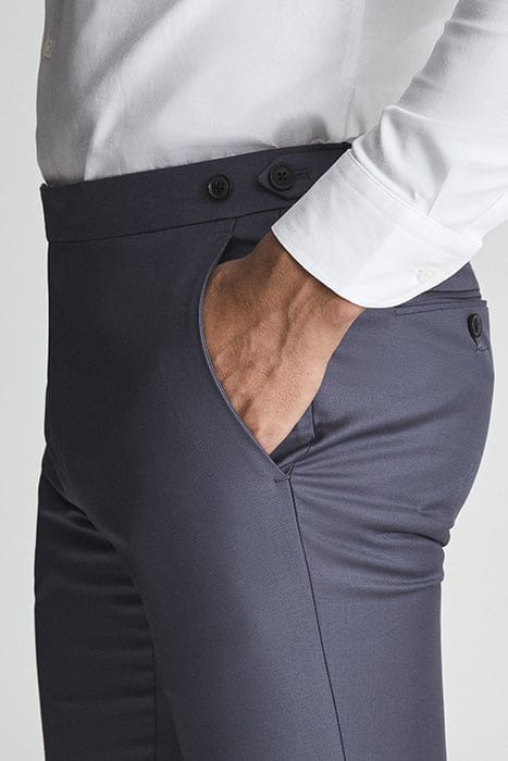 HIKED WOOL SUIT PANTS — BLUE 5