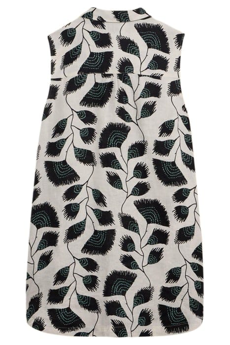 EVELYN SLEEVELE LINEN TUNIC BLACK PRINTED 2