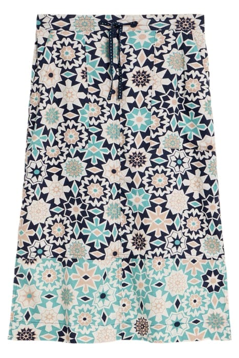 ELLE LINEN BLEND SKIRT NAVY PRINTED 1