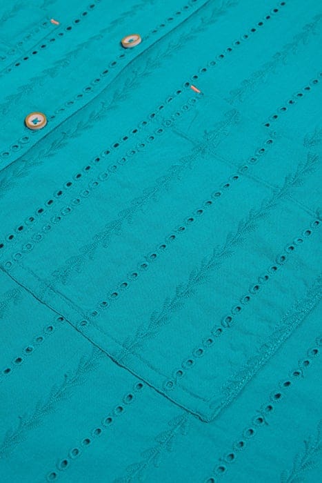 ELLIE COTTON BRODERIE SHIRT BRIGHT TEAL 3