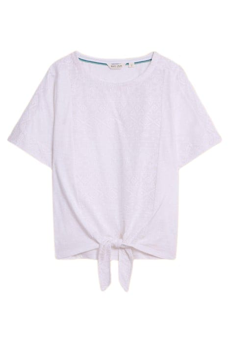 EMBROIDERED TIE HEM TOP BRILLIANT WHITE 2