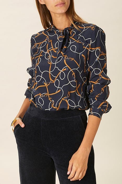VISCOSE SCARF SHIRT IN BLUE 1