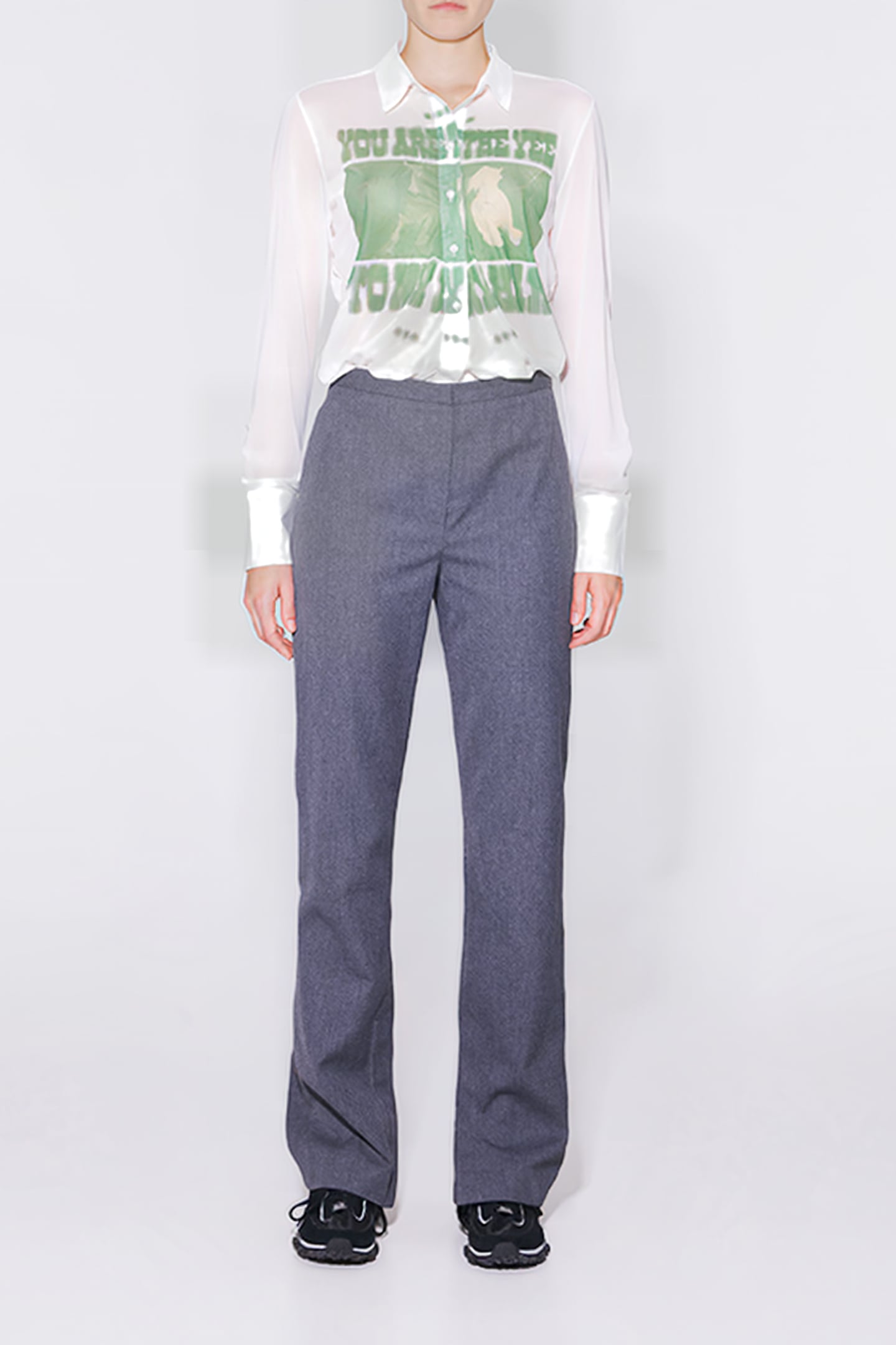 GRAY STRAIGHT-CUT SUIT PANTS 1