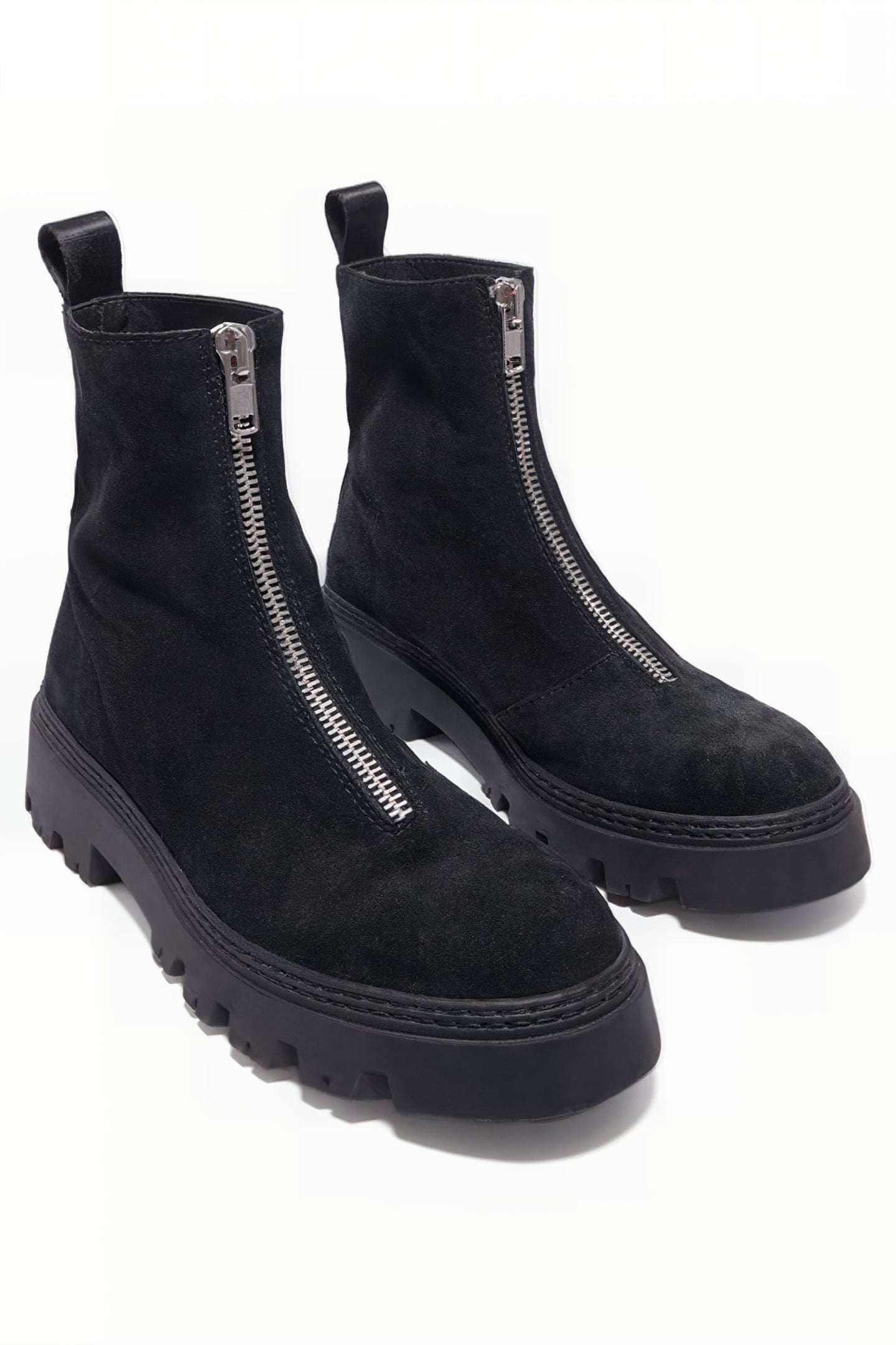 BLACK SPLIT LEATHER ANKLE BOOT 2