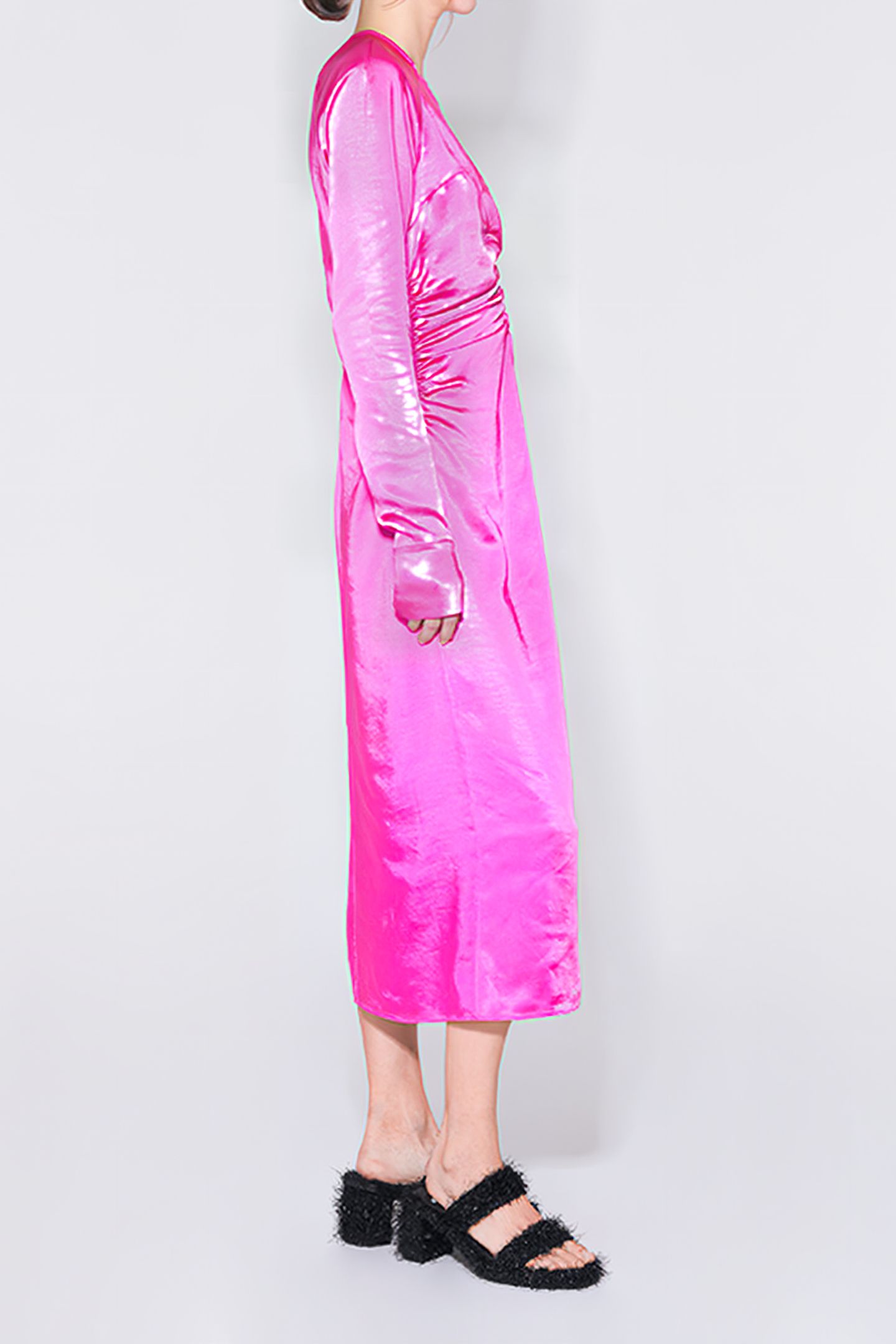 FUCHSIA SATIN MIDI DRESS 4