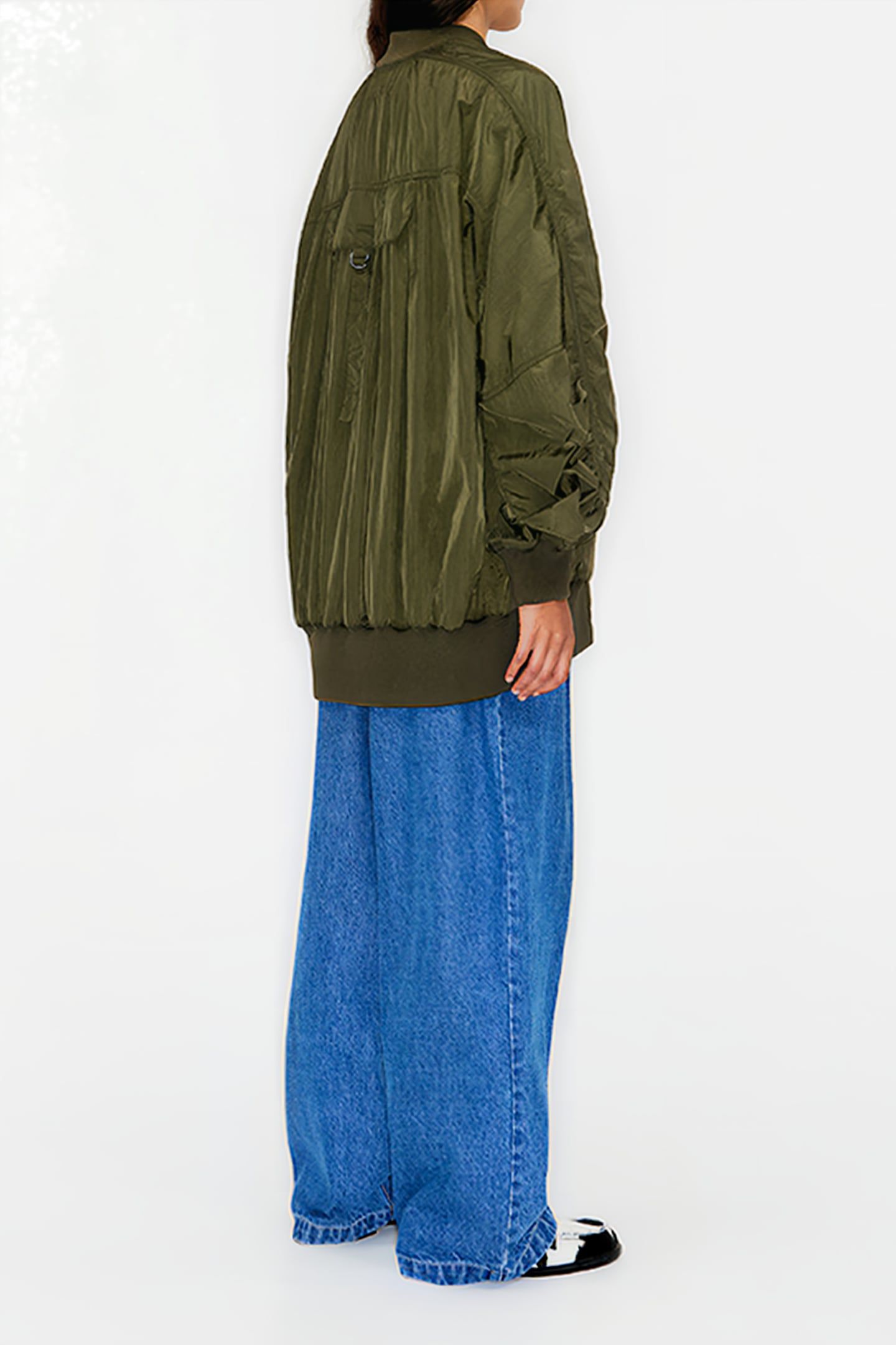 KHAKI NYLON BOMBER JACKET 2