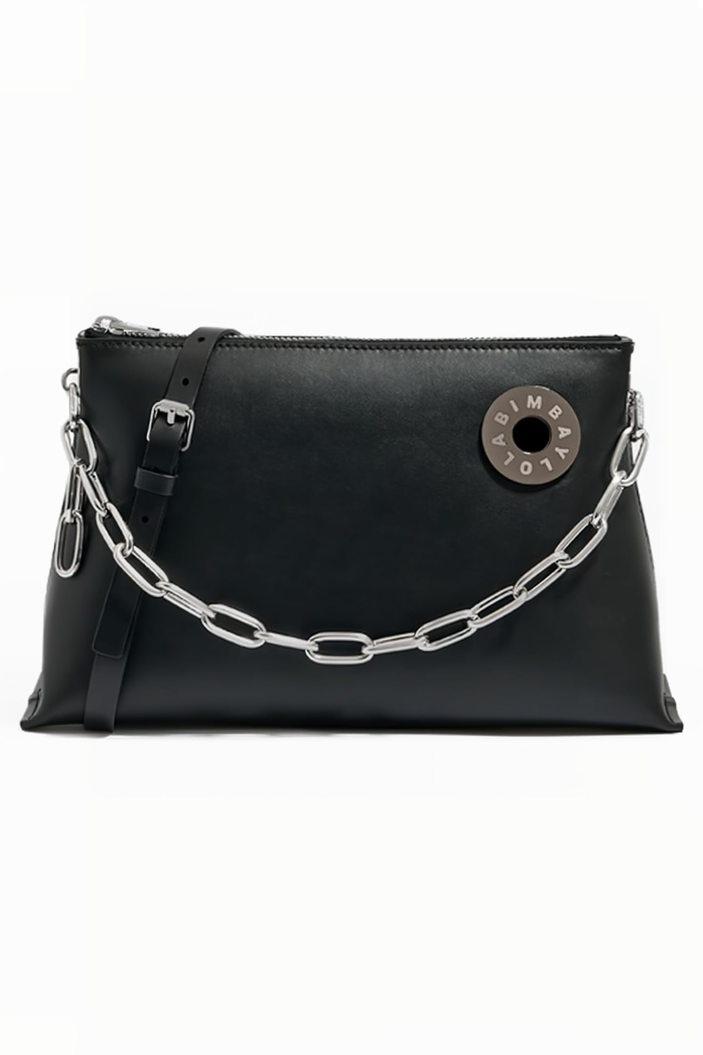 M BLACK LEATHER TRAPEZIUM BAG 1