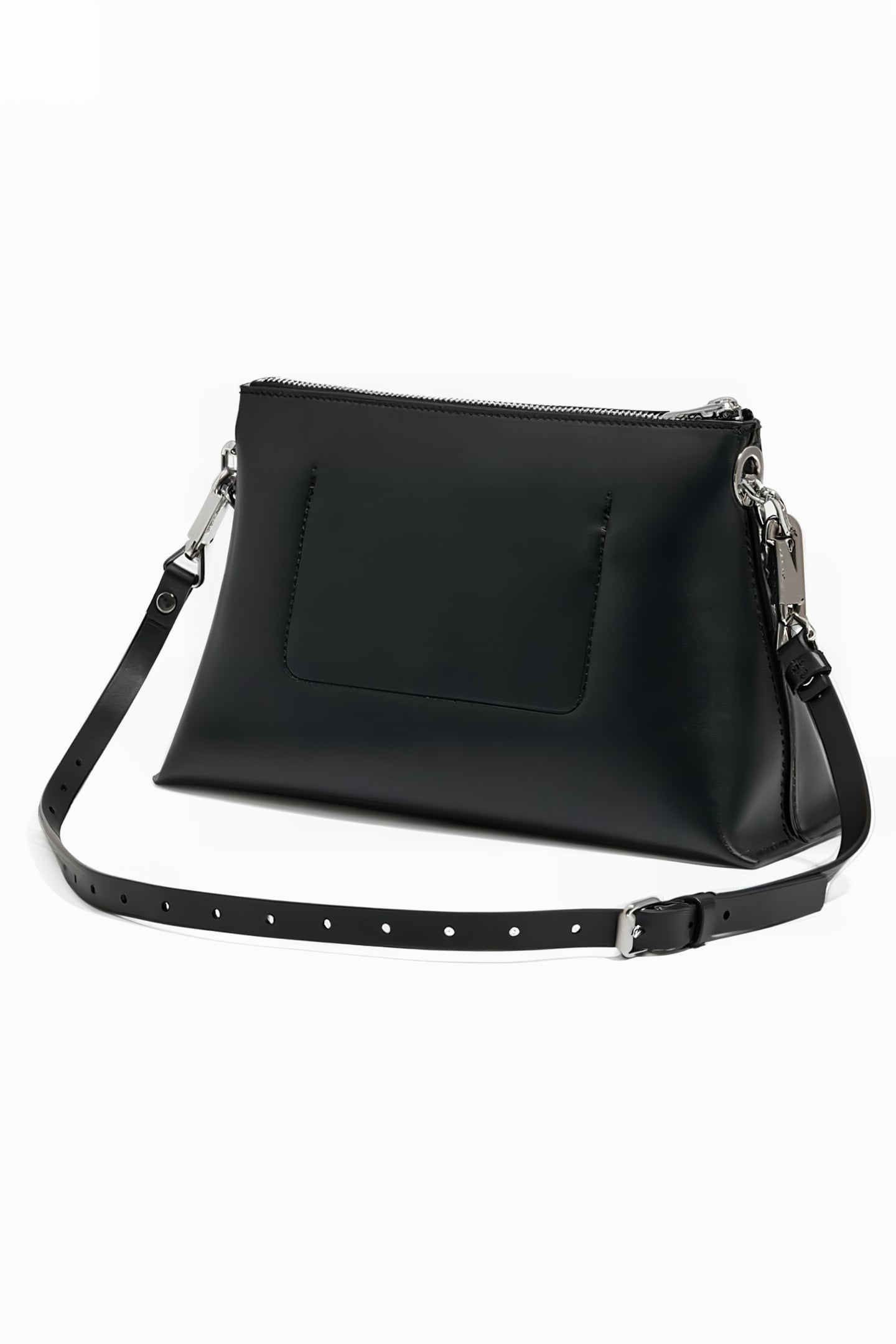 M BLACK LEATHER TRAPEZIUM BAG 2