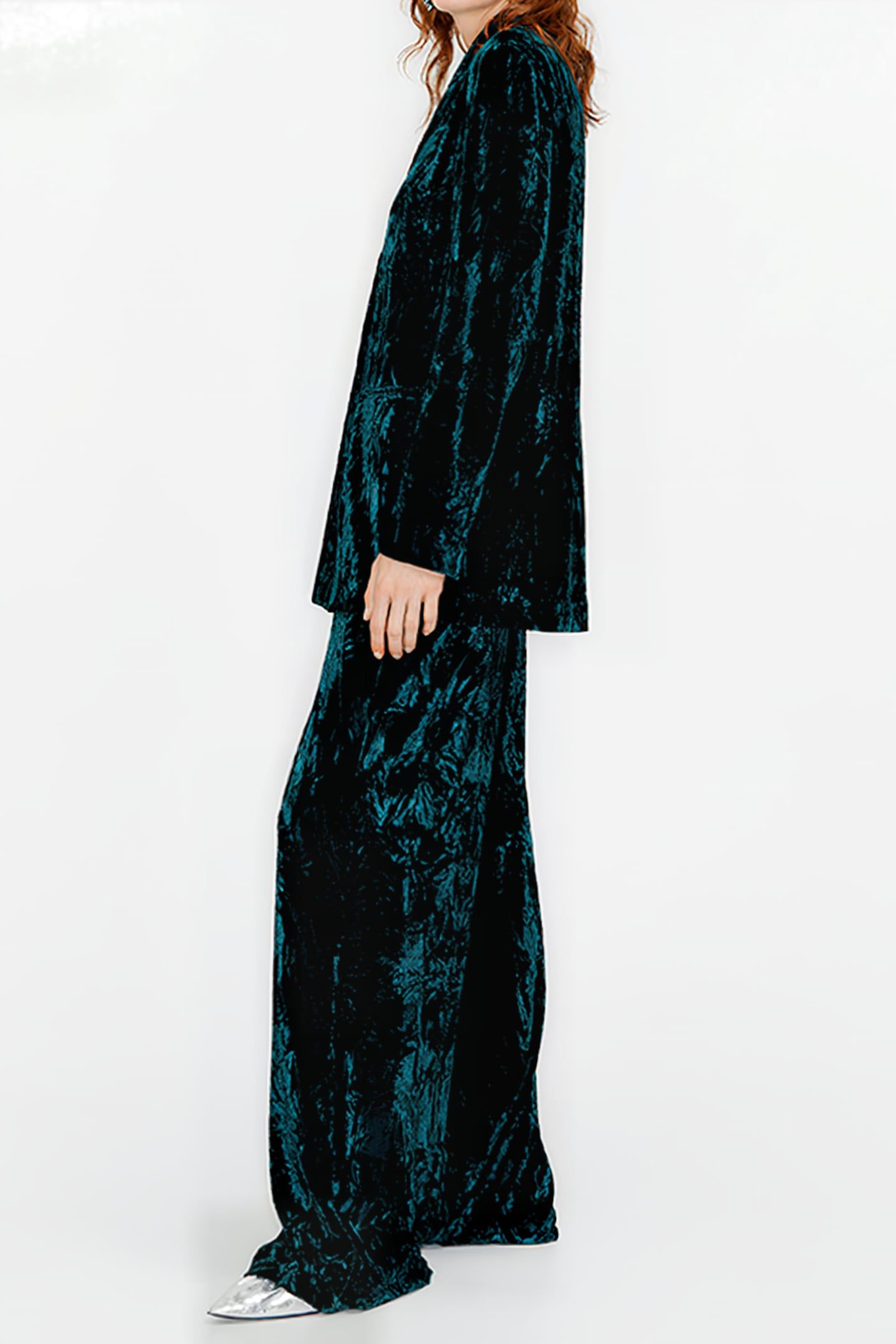 GREEN VELVET A-LINE BLAZER 4