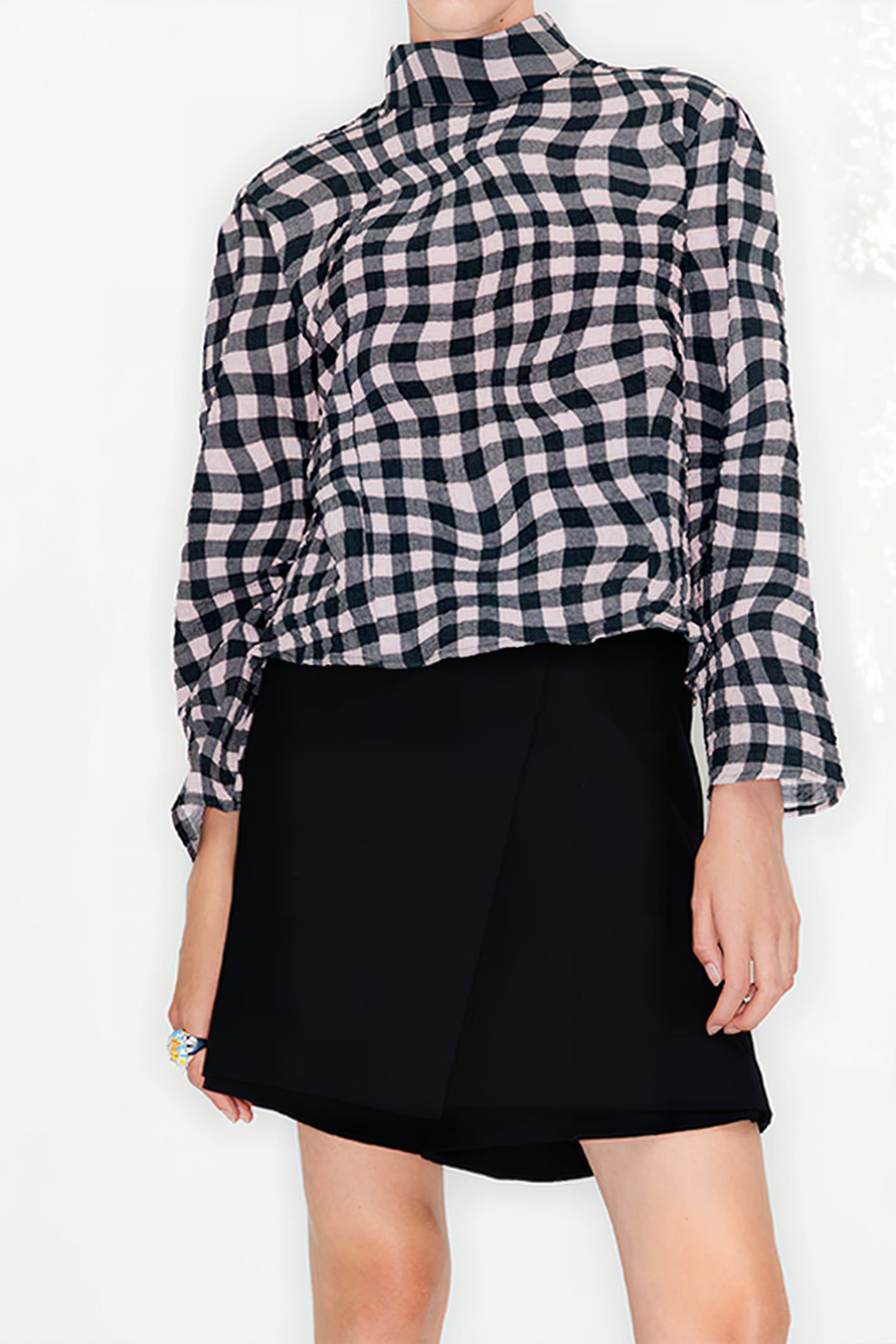 PINK VICHY LIQUID BOXY BLOUSE 1