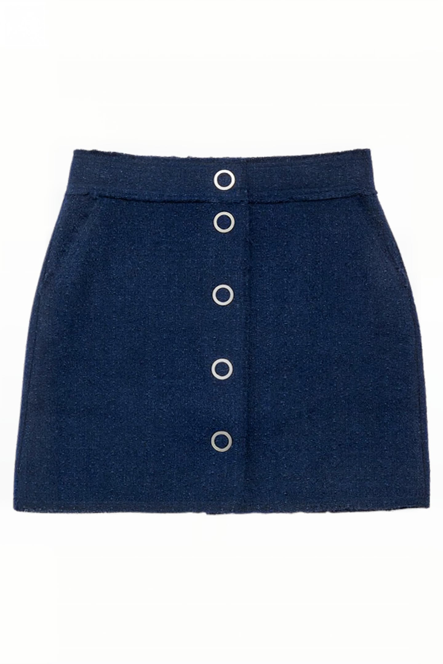 NAVY BLUE TWEED MINI SKIRT 3