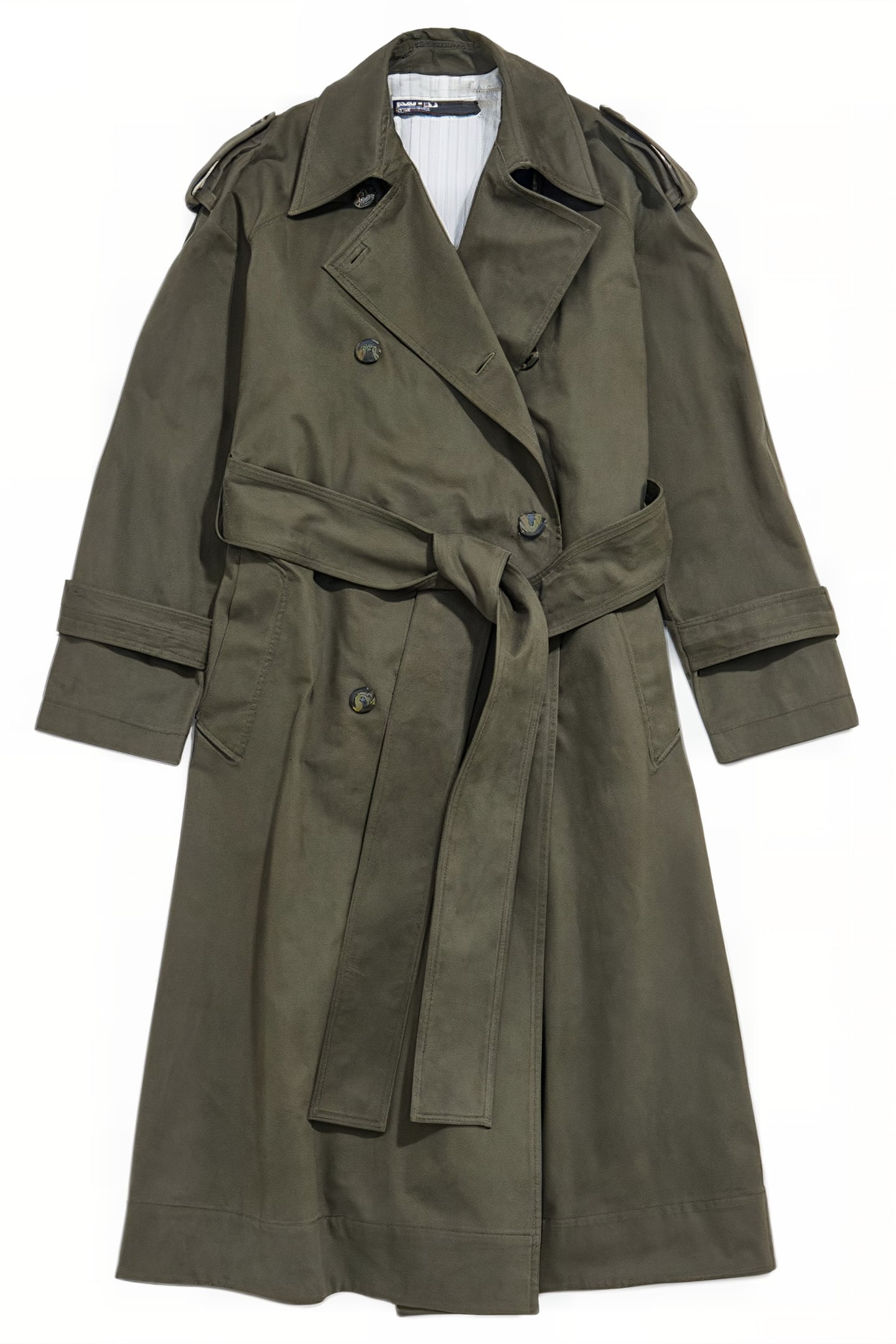 LONG DARK KHAKI TRENCH COAT 3