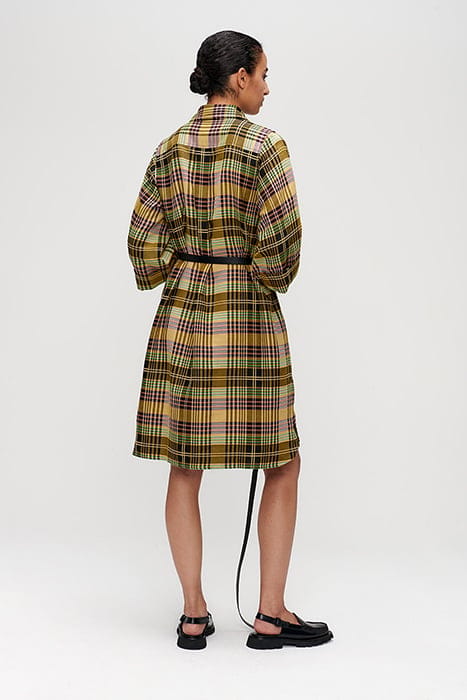 DOOR CHECKED DRESS MOSS 2
