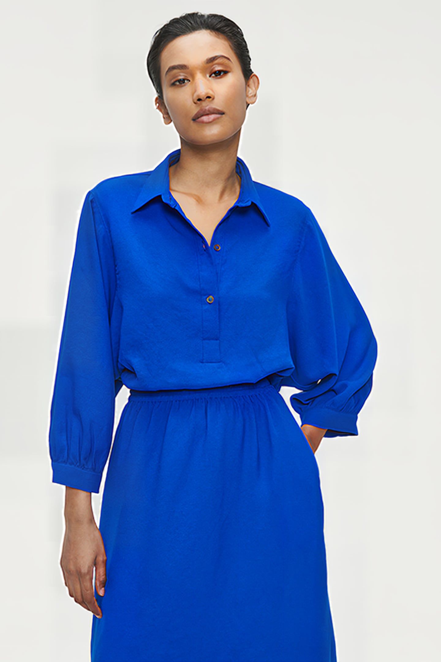 FLUID WAISTED DRESS BLUE 3
