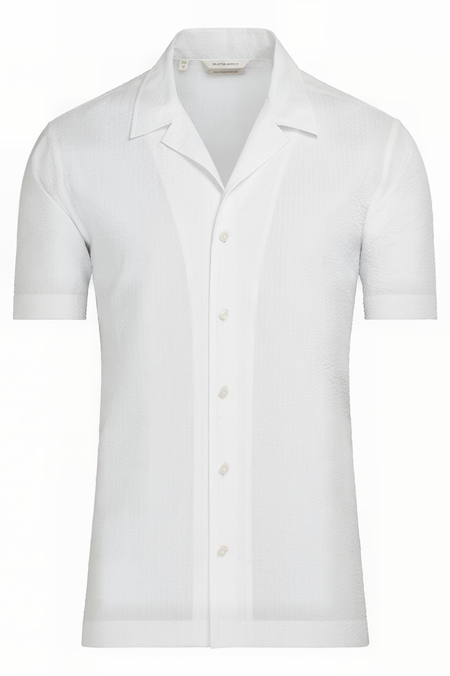 WHITE CAMP COLLAR SLIM FIT SHIRT 2