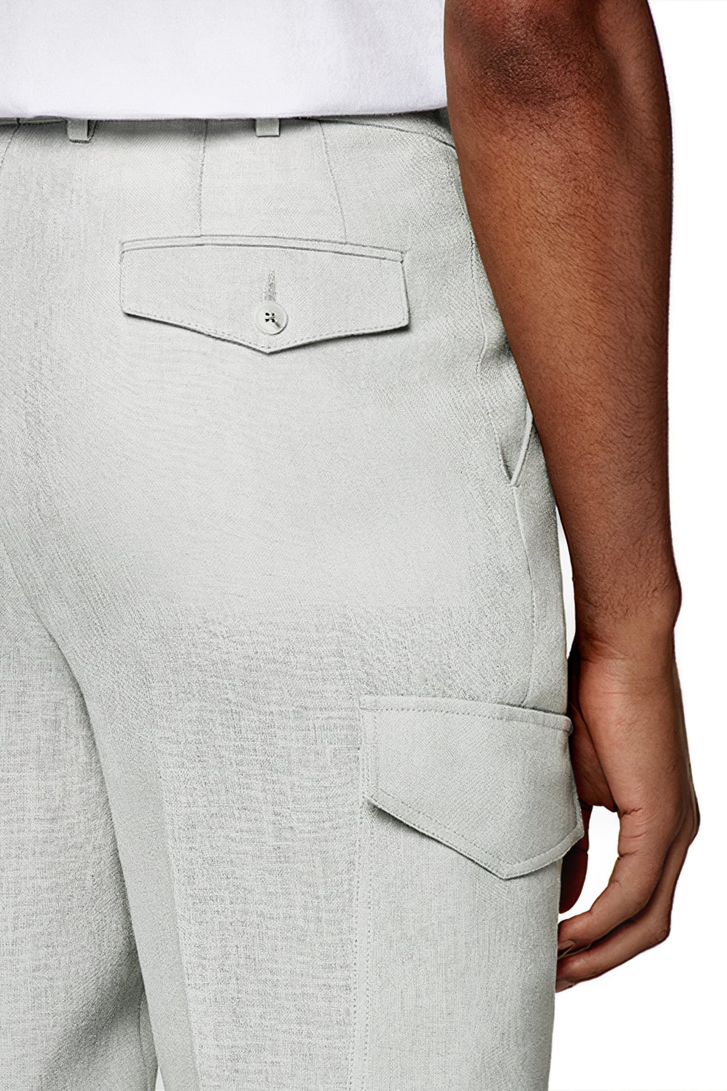 LIGHT GREY WIDE LEG TAPERED TROUSERS 6