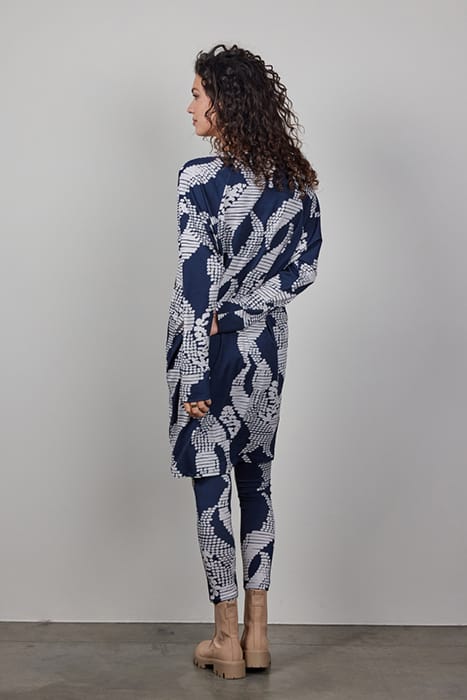 COMFY LOOSE DRESS PRINTED 3/4 DARKBLUE WITH DANCING DOTS PRI 2