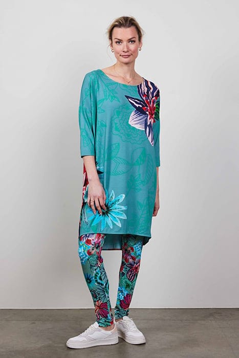 BASIC LEGGINGS PRINT GRANITE GREEN WITH FLORAL MEDLEY 3